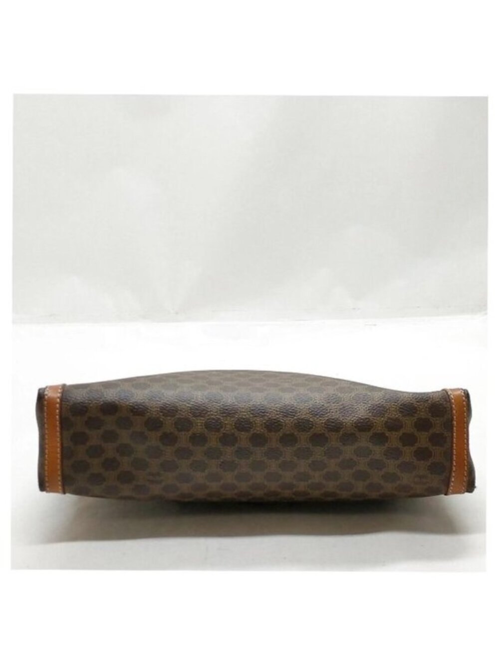 Authentic Celine Macadam Canvas Clutch Brown Leather Trim Vintage Designer Pouch - Picture 7 of 16